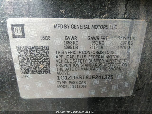 2018 CHEVROLET MALIBU 1G1ZD5ST8JF241375 Photo 8