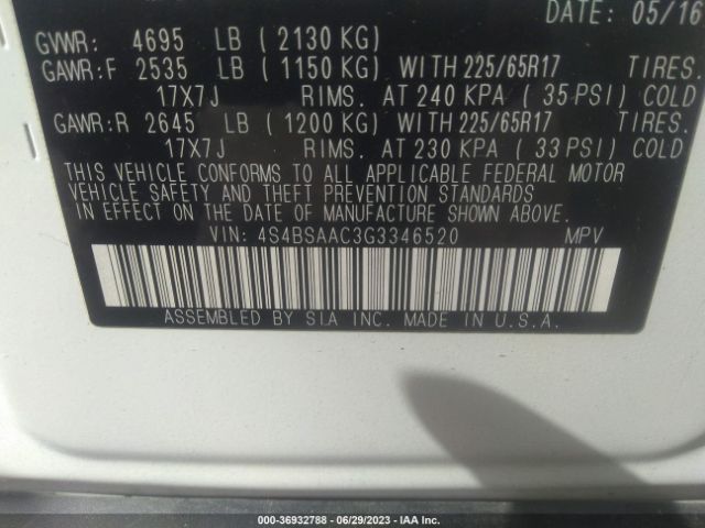 4S4BSAAC3G3346520 Subaru Outback 2.5i
