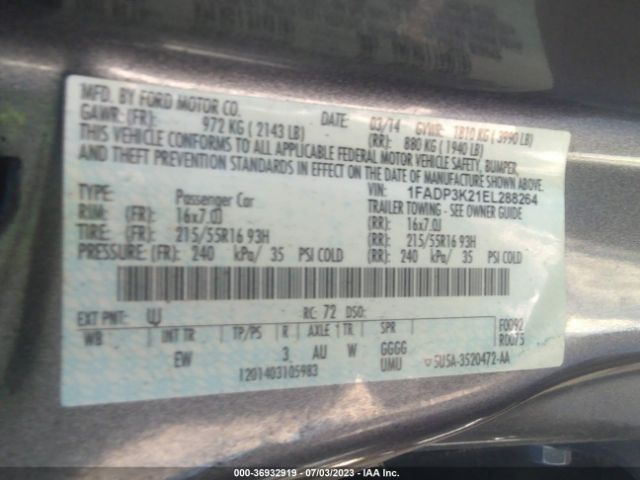 1FADP3K21EL288264 Ford FOCUS SE