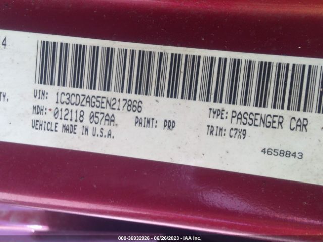 1C3CDZAG5EN217866 Dodge AVENGER SE