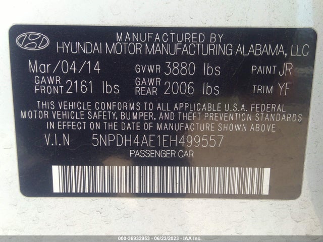 Hyundai ELANTRA SE 2014 5NPDH4AE1EH499557 Image 15