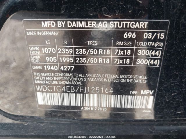 WDCTG4EB7FJ125164 Mercedes-Benz Gla-class Gla 250