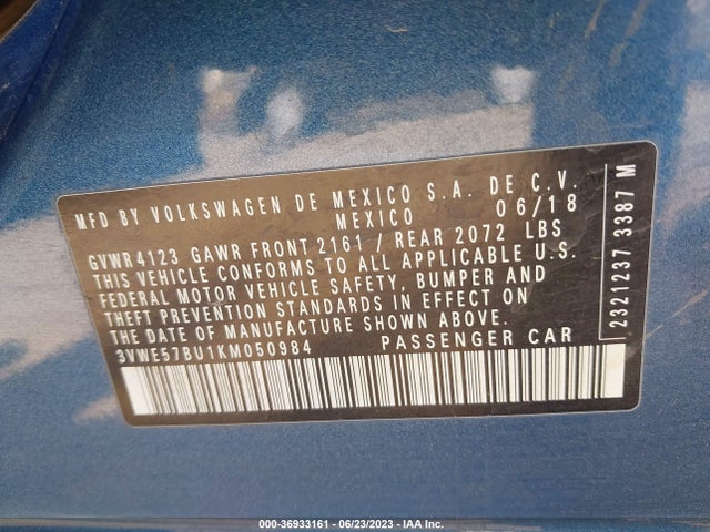 3VWE57BU1KM050984 Volkswagen JETTA SEL