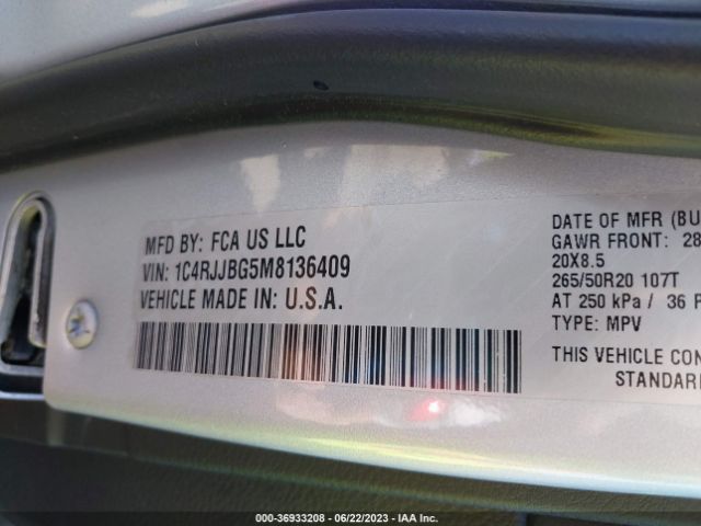 1C4RJJBG5M8136409 Jeep Grand Cherokee L Limited