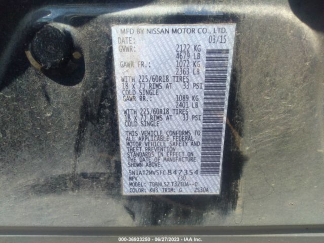 5N1AT2MV5FC847354 Nissan Rogue Sl