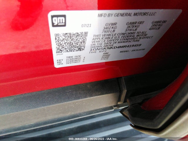 Chevrolet Tahoe Lt 2021 1GNSKNKD4MR419459 Image 9
