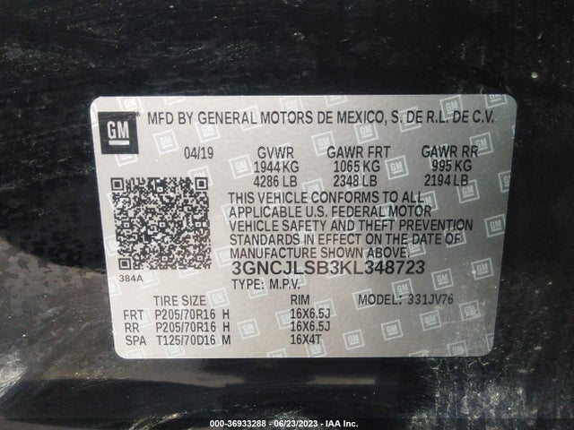Chevrolet Trax Lt 2019 3GNCJLSB3KL348723 Image 9