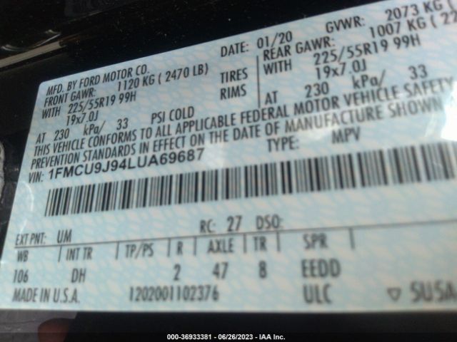 1FMCU9J94LUA69687 Ford Escape Titanium