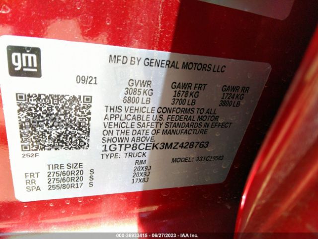 1GTP8CEK3MZ428763 GMC Sierra 1500 Elevation