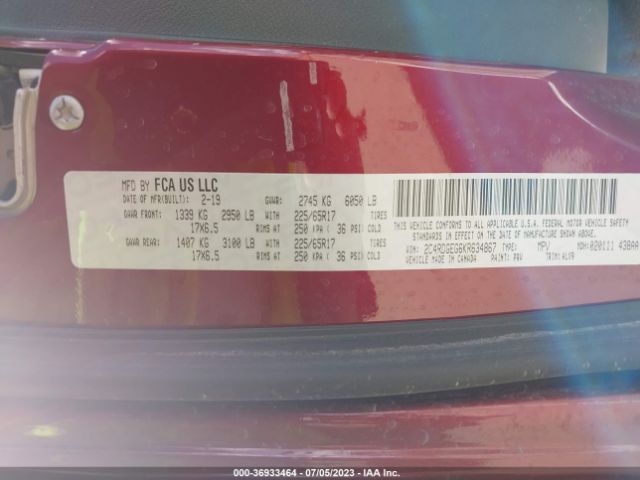 2C4RDGEG6KR634867 Dodge Grand Caravan Gt