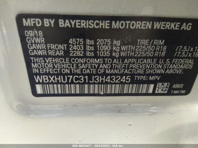 WBXHU7C31J3H43245 BMW X1 Sdrive28i