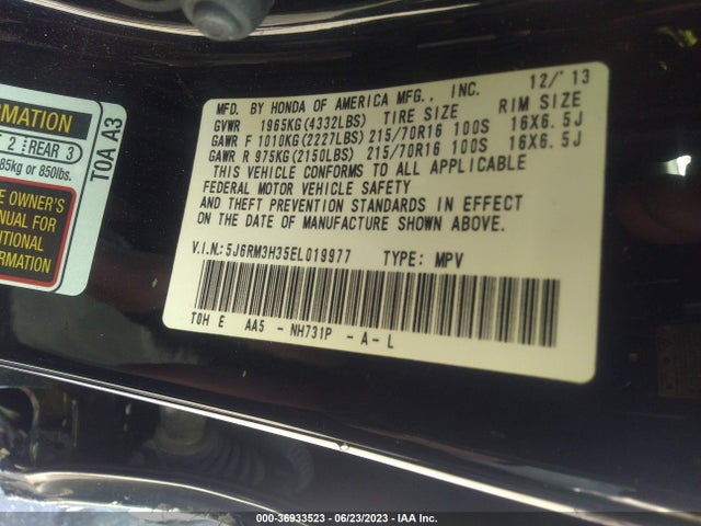 Honda CR-V LX 2014 5J6RM3H35EL019977 Image 9