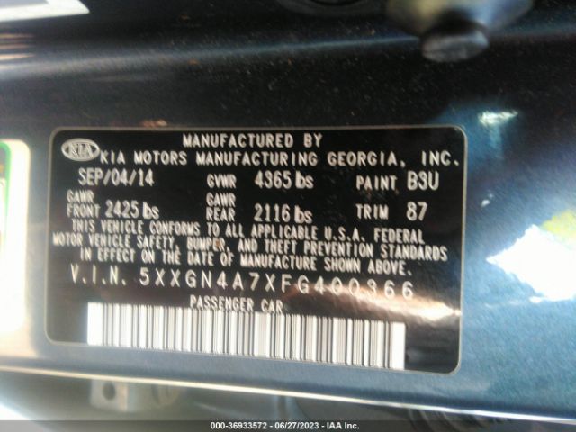 5XXGN4A7XFG400366 KIA OPTIMA EX