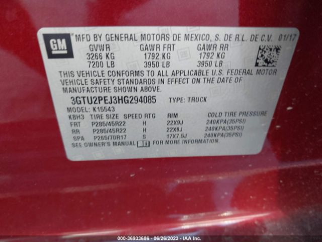 3GTU2PEJ3HG294085 GMC Sierra 1500 Denali