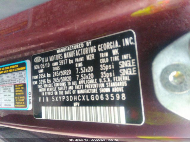 5XYP3DHCXLG063598 KIA Telluride Ex