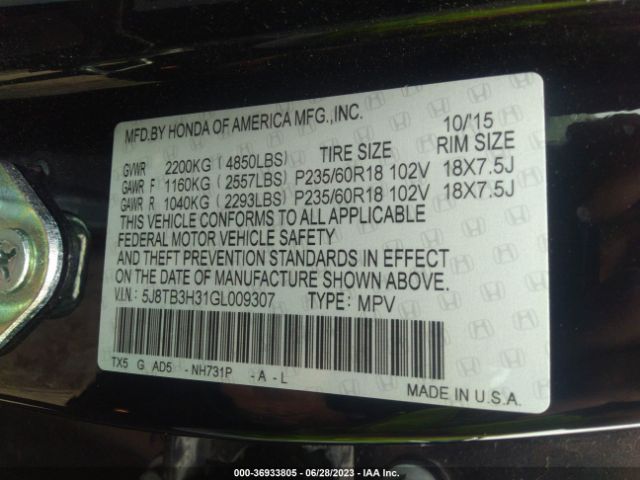 5J8TB3H31GL009307 Acura RDX