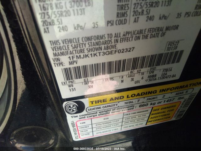 1FMJK1KT3GEF02327 Ford Expedition El Limited