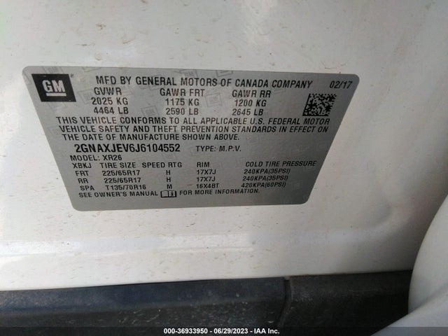 Chevrolet EQUINOX LT 2018 2GNAXJEV6J6104552 Image 9