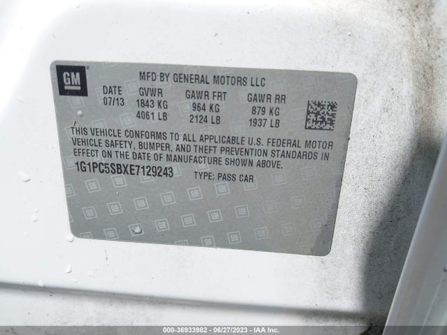 Chevrolet Cruze 1lt 2014 1G1PC5SBXE7129243 Image 9