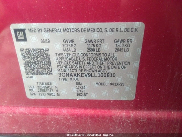 Chevrolet EQUINOX LT 2020 3GNAXKEV9LL100810 Image 9