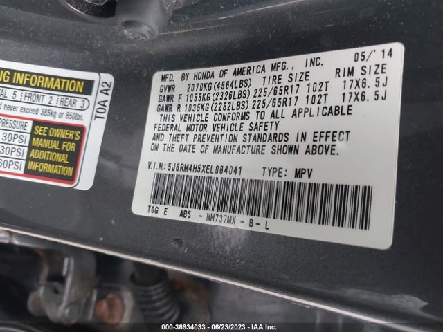 Honda CR-V EX 2014 5J6RM4H5XEL084041 Image 9