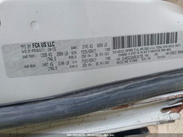 2C4RDGCGXGR181735 Dodge Grand Caravan Sxt