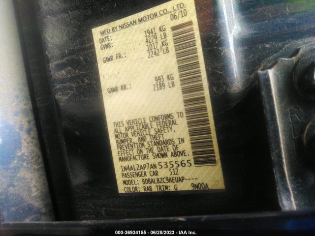 2010 NISSAN ALTIMA 2.5 S VIN: 1N4AL2AP7AN535565