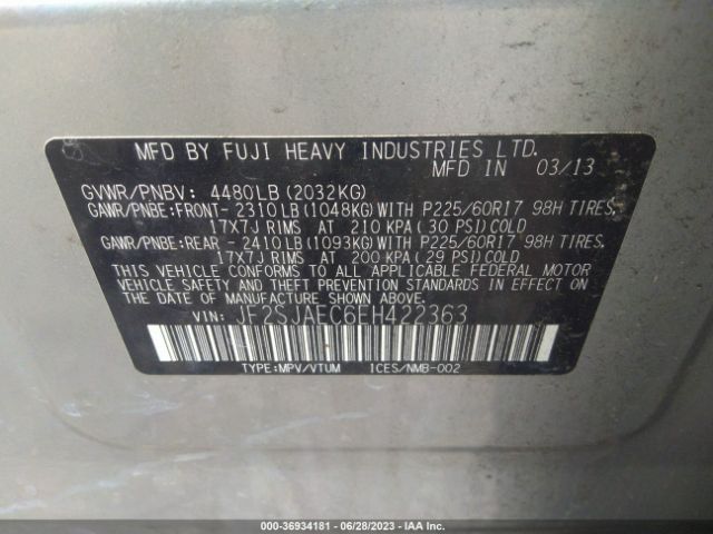 JF2SJAEC6EH422363 Subaru Forester 2.5i Premium