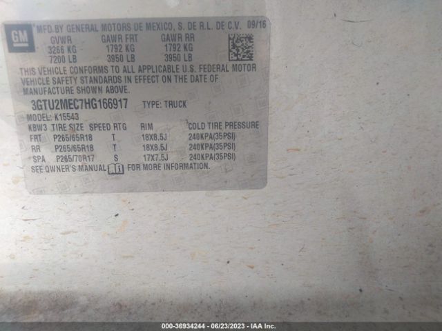 3GTU2MEC7HG166917 GMC Sierra 1500 Sle