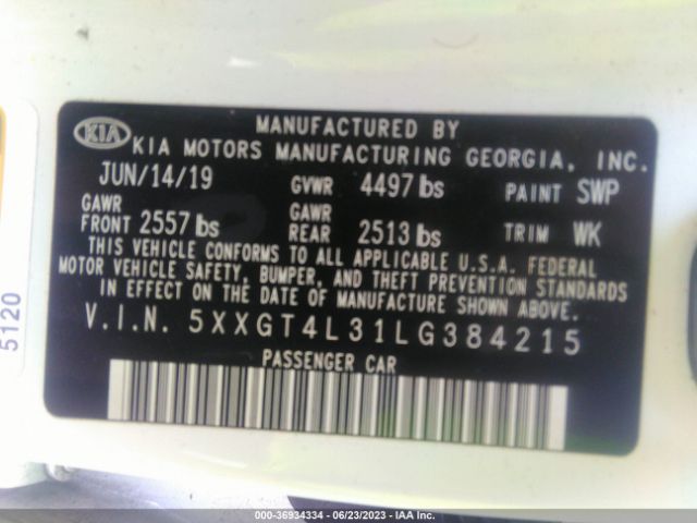 5XXGT4L31LG384215 KIA Optima Lx