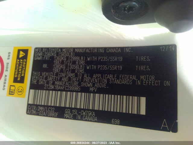 2T2BK1BA4FC299985 Lexus RX 350