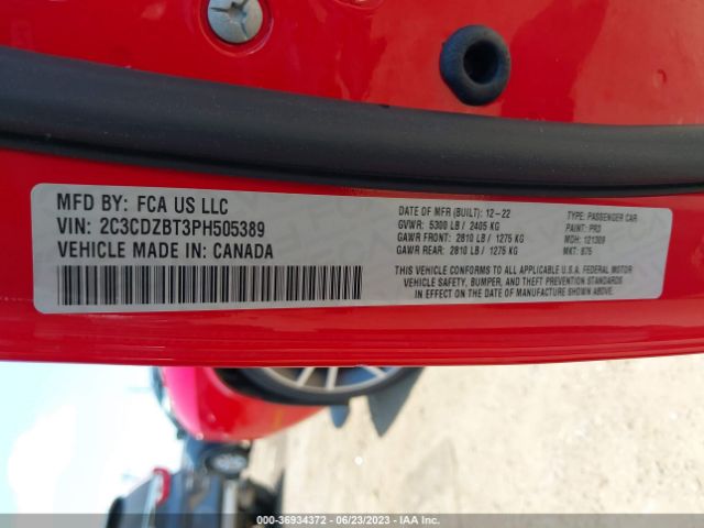 2C3CDZBT3PH505389 Dodge Challenger R/t
