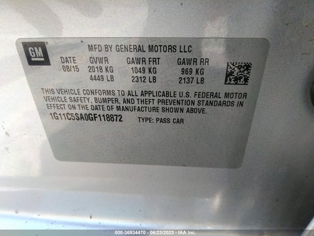 Chevrolet Malibu Limited Lt 2016 1G11C5SA0GF118872 Image 15