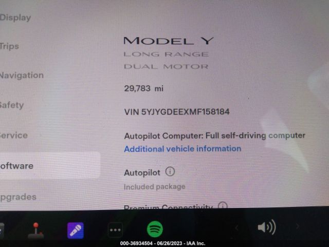 5YJYGDEEXMF158184 Tesla Model Y Long Range