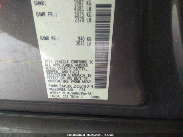 2013 NISSAN ALTIMA 3.5 SL VIN: 1N4BL3AP1DC202823