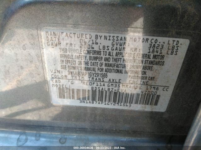 3N1AB7AP1GY291565 Nissan Sentra Sr/sl/s/sv/fe+ S