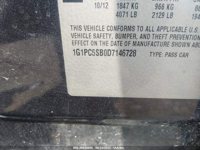 2013 CHEVROLET CRUZE 1LT VIN: 1G1PC5SB0D7146728