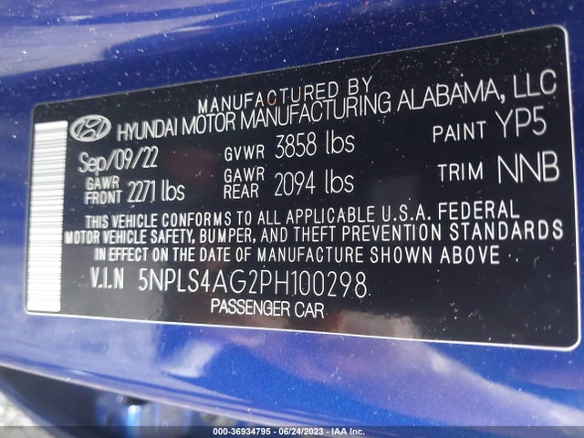 Hyundai ELANTRA SEL 2023 5NPLS4AG2PH100298 Image 9