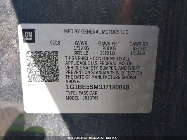 Chevrolet CRUZE LT 2018 1G1BE5SM3J7180048 Image 15