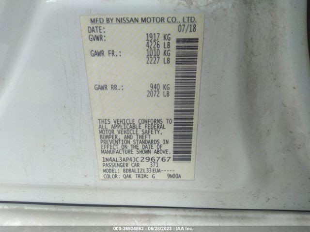 1N4AL3AP4JC296767 Nissan Altima 2.5 Sv
