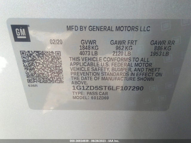 Chevrolet MALIBU LT 2020 1G1ZD5ST6LF107290 Image 9