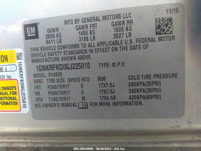 Chevrolet Traverse Ls 2016 1GNKRFKD0GJ225810 Image 9