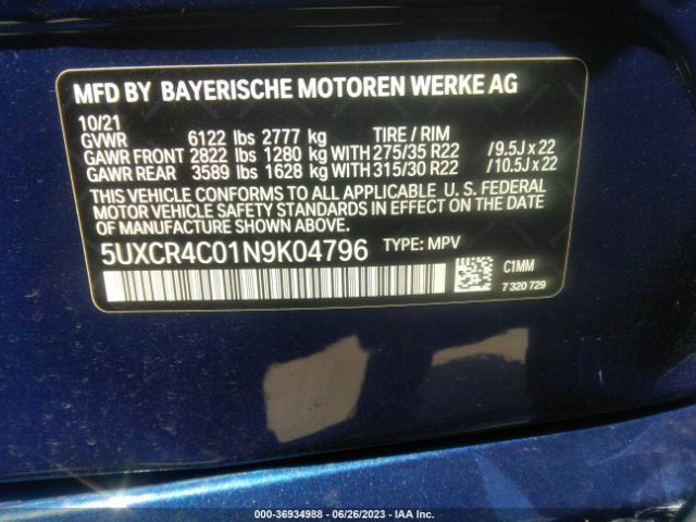 5UXCR4C01N9K04796 BMW X5 Sdrive40i
