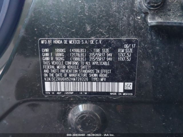 3CZRU6H52HM728226 Honda HR-V EX