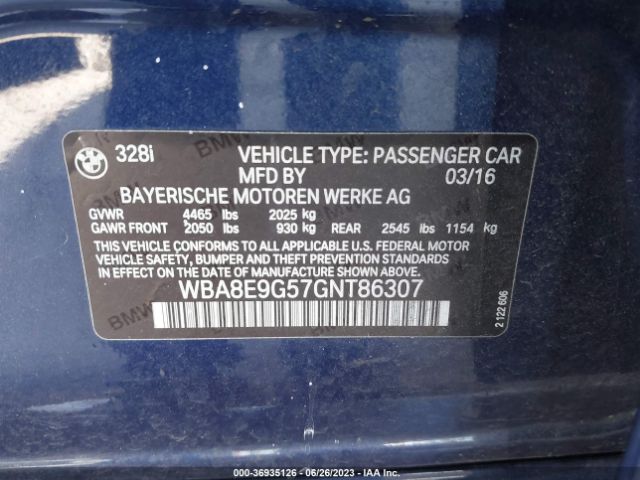 WBA8E9G57GNT86307 BMW 3 Series 328i