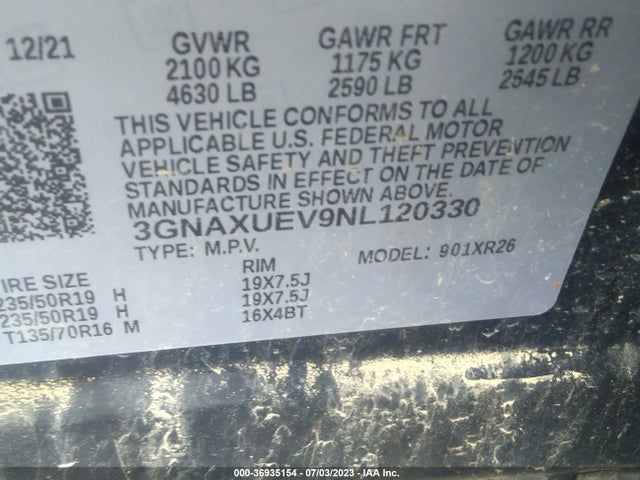 Chevrolet EQUINOX LT 2022 3GNAXUEV9NL120330 Image 9