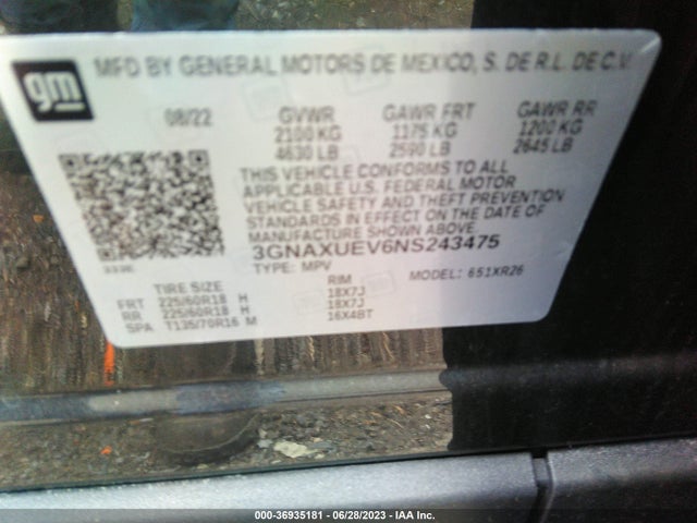 Chevrolet EQUINOX LT 2022 3GNAXUEV6NS243475 Image 9