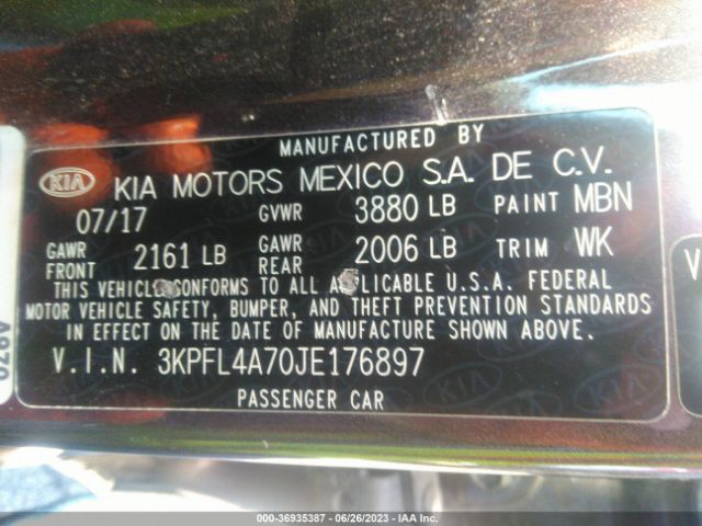 3KPFL4A70JE176897 KIA FORTE LX