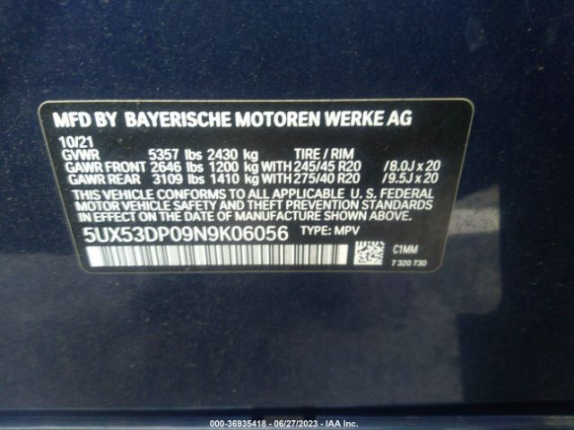 5UX53DP09N9K06056 BMW X3 Xdrive30i