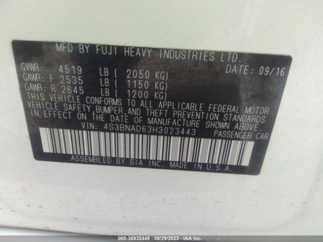 4S3BNAD63H3023443 Subaru Legacy Premium